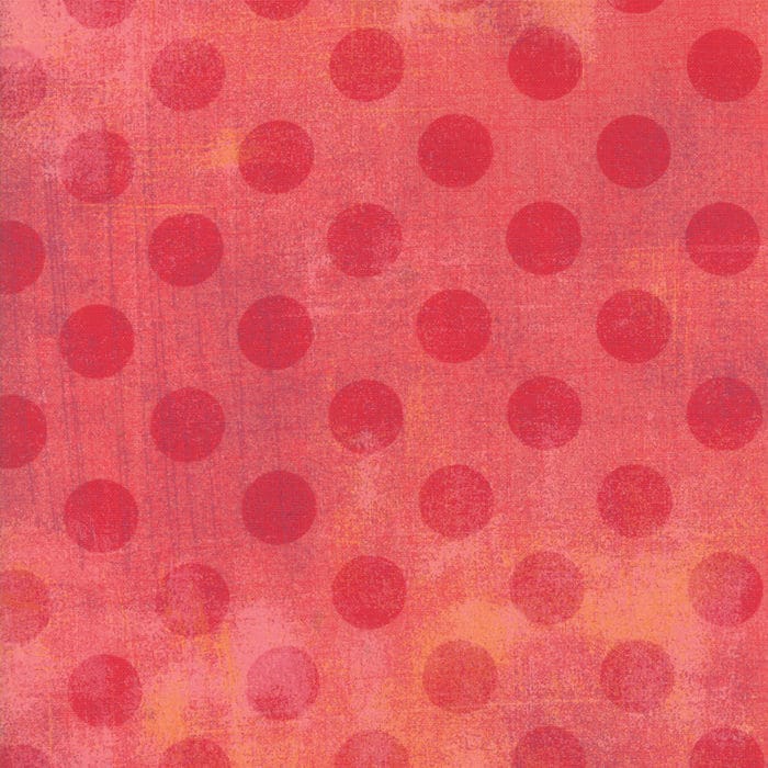 quiltstof van Basic Grey voor Moda Basic. Rode stippen op roze ondergrond. Quiltstof, 100% katoen,