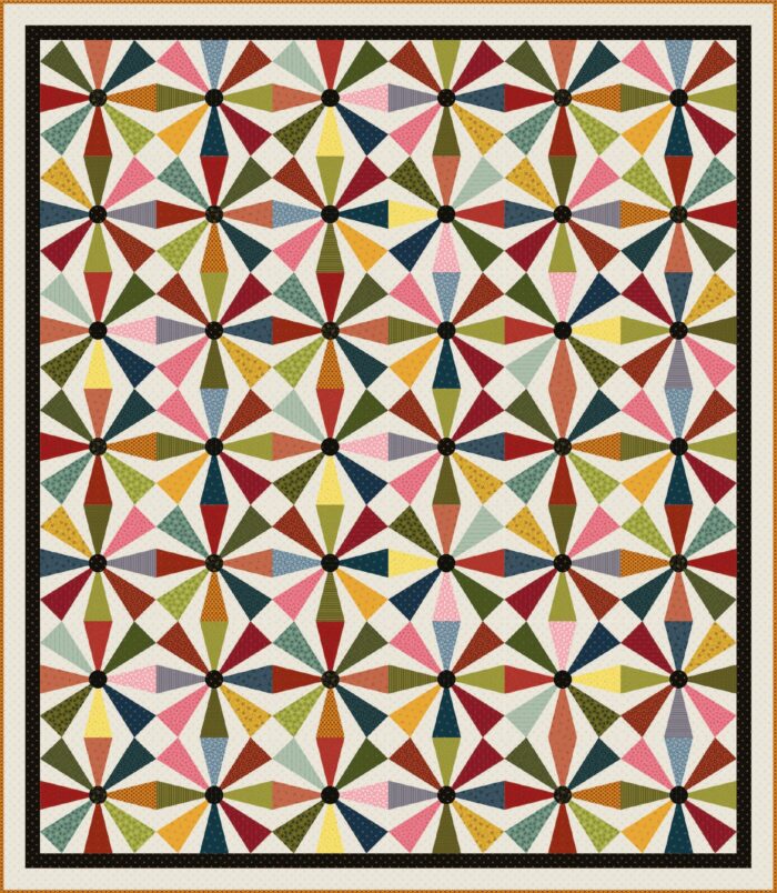 Het gratis patroon voor deze quilt 'Primitive Pinwheels' is ontworpen door Heidi Pridemore of The Whimsical Workshop.