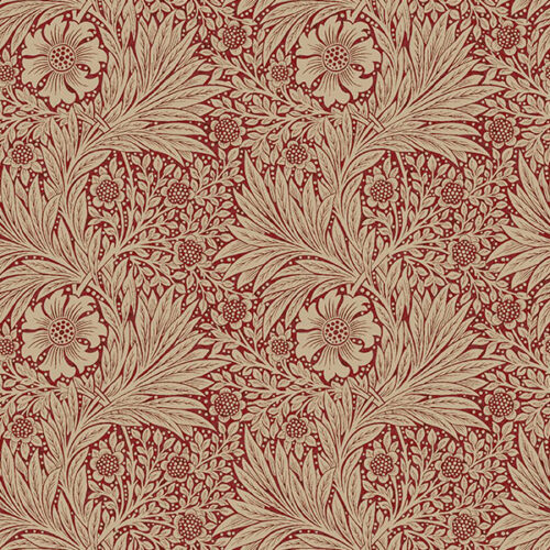 Marigold - Red. De collectie The Original Morris and Co - Kelmscott is een reproductie van William Morris, de ontwerper van de Arts and Crafts.