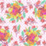 Peony for Your Thoughts, uit de collectie Untamed van ontwerpster Tula Pink. Zacht geel-roze bloemen op een blokjes achtergrond.