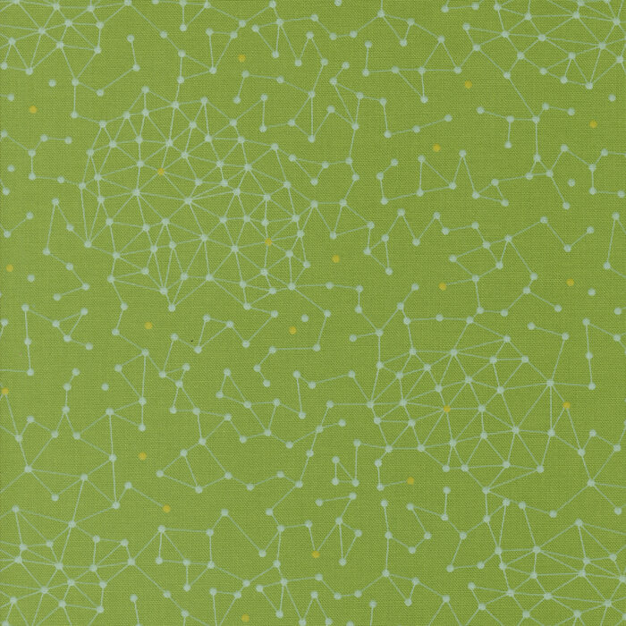 Olive You Net Fresh Grass 1881 13 Groene quiltstof  met grafisch motief van lijnen. Uit de Moda-collectie Olive You, ontworpen door Zen Chic. Quiltstof, 100% katoen